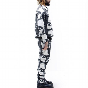 Completo da <span class=keywords><strong>Uomo</strong></span> Edge Denim con Stampa Digitale a Sublimazione Personalizzata, Outfit in <span class=keywords><strong>Jeans</strong></span>, Set Giacca e Pantaloni, Abito in <span class=keywords><strong>Jeans</strong></span> da <span class=keywords><strong>Uomo</strong></span> - Product Image 2