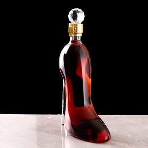 Carafe à vin en verre de forme classique et écologique, 750 ml/350 ml, en forme de talon haut, avec bouchon en verre transparent - Product Image 2