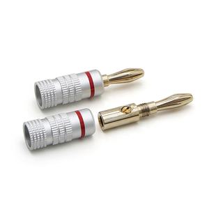 Konektor Banana Plug 4mm Berlapis Emas 24k Kabel <span class=keywords><strong>Audio</strong></span> HIFI Jack Banana Male Plug BC Tembaga Berpelindung Cangkang Aluminium Steker Speaker - Product Image 6
