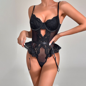 ZZYUP 6733ZU vêtements pour femmes <span class=keywords><strong>Sexy</strong></span> noir serré dentelle ensemble de Lingerie G-String très chaud femmes matures trois pièces Lingerie <span class=keywords><strong>Sexy</strong></span> - Product Image 3