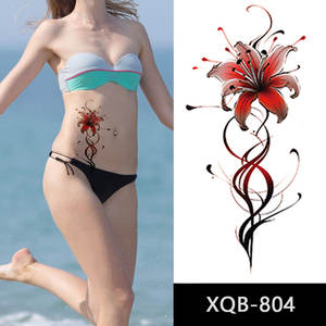 Tatuajes temporales impermeables de medio brazo colorido rojo azul púrpura naranja mariposa Bianan flor dragón para hombres y mujeres - Product Image 6
