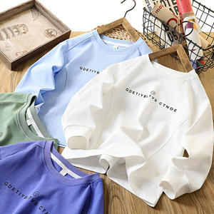 Otoño 2025 Camiseta de manga larga de moda para niños 100% algodón cuello redondo Base Top para niños grandes camiseta ropa - Product Image 1