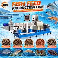Ligne de production d'aliments pour poissons flottants à affoulement lent de 2 tonnes par heure, extrudeuse de granulés d'aliments aquacoles à double vis