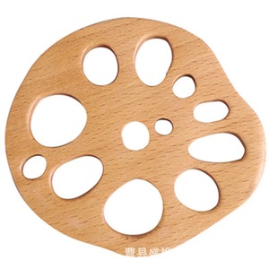 Wooden Lotus Root Slice Coaster Irregular Shape Heat Insulation For <b>Teacups</b> Coffee Mugs Solid Wood Home Use - Product Image 3