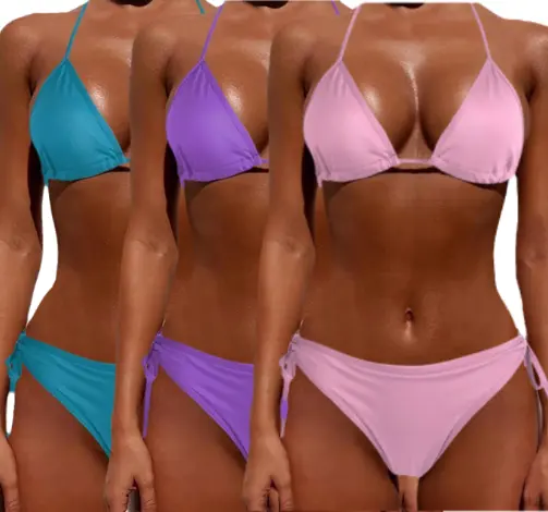 Ucuz üretim özel Logo kadın mayo iki adet seksi Bikini lüks kadın mayolar