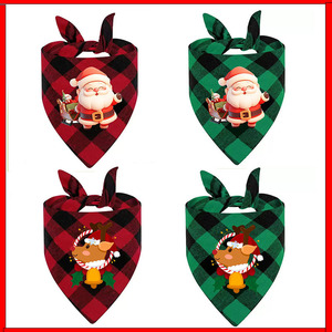 Hanfu Dog Bandana Plaid Christmas Triangular <b>Scarf</b> Winter Pet Accessory - Product Image 4
