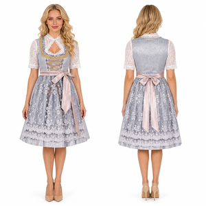 Camicetta Dirndl in Pizzo Premium con Squisito Sovrapposizione Floreale, Design Moderno ed Elegante, Abito da Donna per Halloween/Costume TV/Film <span class=keywords><strong>3</strong></span> - Product Image 3