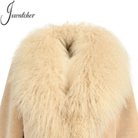 Abrigo de Invierno de Alta Calidad para Mujer de Piel de Oveja con Piel de Mongolia Personalizado Popular Abrigo Teddy de Lana de Cordero Real para Mujer