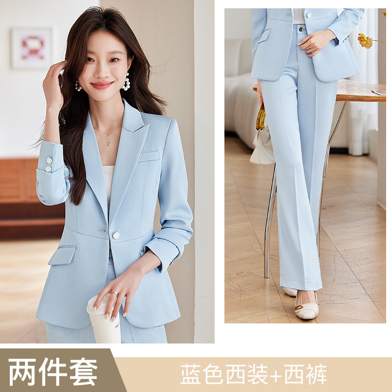 Blue suit with flared trousers