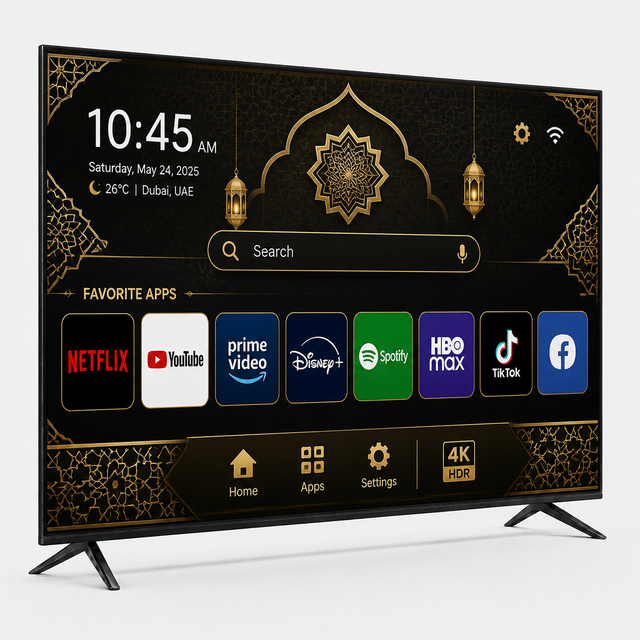 Smart TV 55-75 Inch 4K UHD Android 14 DVB-T2/S2 LED Frameless Arabic UI with Built-In Speaker 60Hz for Middle East Market
