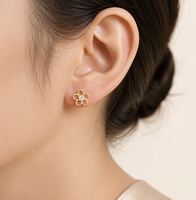 Boucles d'oreilles clous Muweike en argent sterling 925 vermeil avec zircon, motif floral, élégantes pour femme, bijoux raffinés