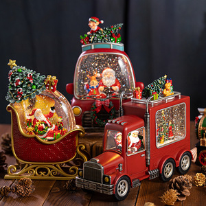 Boîte à musique de Noël avec globe à neige, scène du Père Noël, effet de neige tombante, train, cadeau pour enfant, veilleuse pour garçon, dropshipping Shopify - Product Image 2