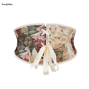 Corsé con aros para mujer, tallas grandes, de 15.5 cm de altura, con cierre frontal y atado en la espalda, cinturón tipo waspie, transpirable, con cintura de encaje. - Product Image 4