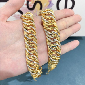 Jxx Fashion Unisex Jewelry 24K Gold Plated Two-Tone Cuban Chain <b>Bracelet</b> Wholesale Accessory for <b>Men</b> and Women - Product Image 3