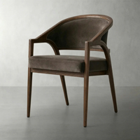 Fauteuil de salle à manger moderne en bois de noyer BST, dossier incurvé rembourré en tissu, pour salle à manger, hôtel