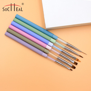 Nouvelle conception, outils professionnels de nail <span class=keywords><strong>art</strong></span> de luxe, manche mat coloré, logo personnalisé, pinceau universel ovale plat ombré, manucure - Product Image 6