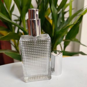 Flacons de parfum carrés plats de luxe en verre 50ml & 100ml avec bouchon roll-on, sérigraphie, rechargeables, portables pour crème visage - Product Image 4