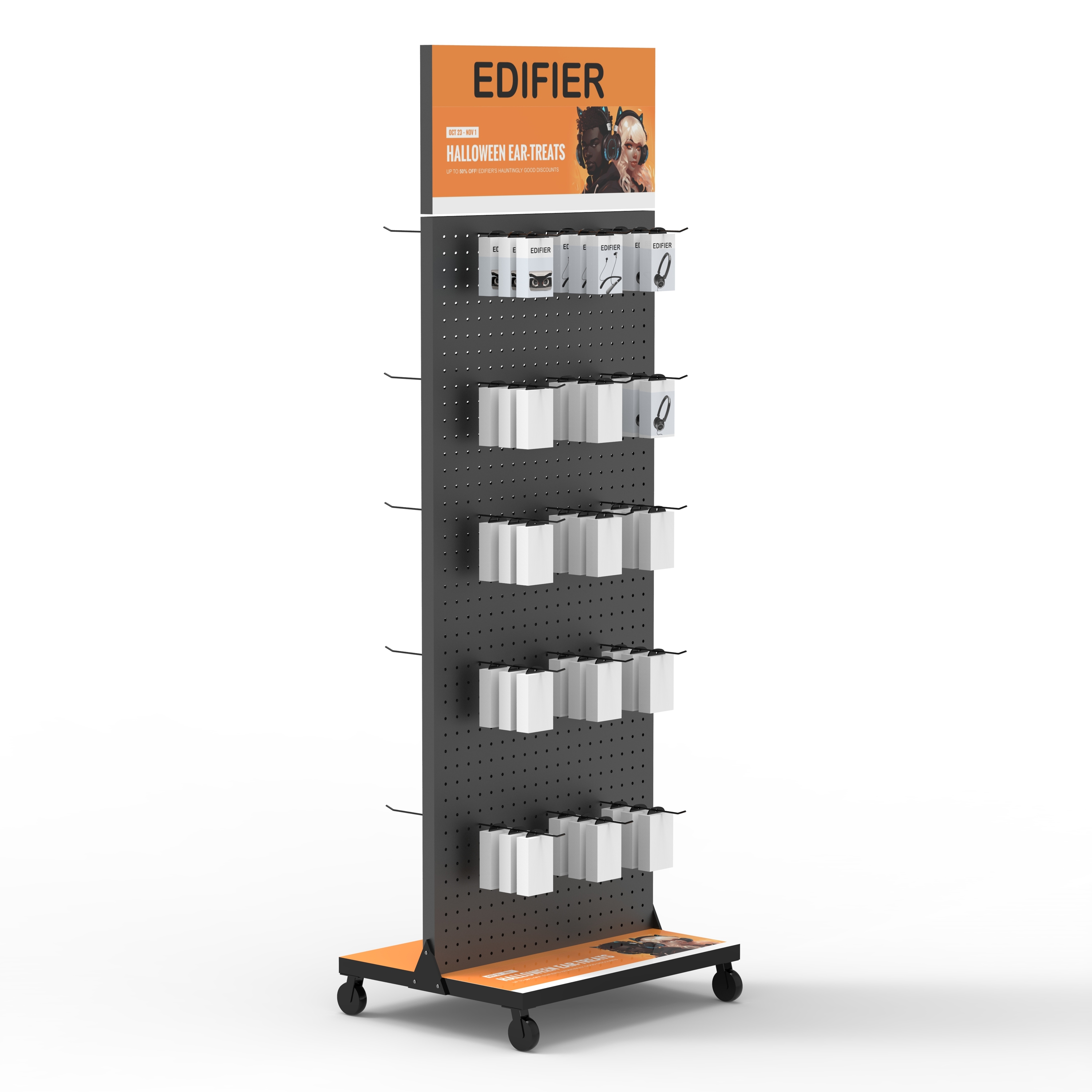 For Modern Metal Floor Standing Rolling Display Stand for Earphones with Customization for Mobile Stores Shopping Centers — view 6