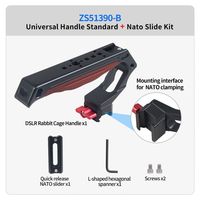 Poignée CNC avec support griffe froide et pince rail NATO 1/4" 3/8" pour cages de caméra DSLR, éclairage vidéo LED, microphone et moniteur