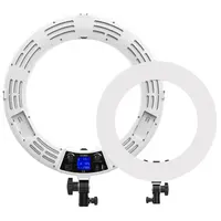 Luz de led fotográfica de 18 polegadas e 90w, anel de luz para maquiagem de selfie com tela lcd e controle remoto, uso com bateria
