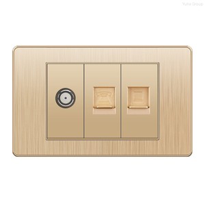 Prise murale universelle standard série 118 en or brossé, RJ45 RJ11, pour TV, LAN, satellite, ordinateur, prise et fiche avancées - Product Image 5