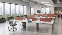 Sistema de Bancos Modulares Modernos para Oficina, Mesa de Trabajo para 2, 4 o 6 Personas con Panel de Privacidad, Muebles de Oficina Comerciales
