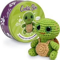 Kit de crochet pour débutants - Fabriquez un amigurumi tortue - Ensemble de démarrage DIY facile - Crochets ergonomiques - Yeux de sécurité - Fil en coton/nylon