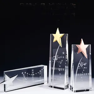 Brilliant Crystal K9 Crystal Star Award Trophy With Customized Logo