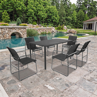 Ensemble table et chaises de salle à manger KD personnalisable, moderne, durable, en acier, imperméable, noir, meubles d'extérieur, salon, patio/cour