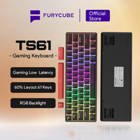 Clavier mécanique FURYCUBE TS61 61 touches, disposition russe, 20 effets de rétroéclairage arc-en-ciel, anti-ghosting complet, clavier de jeu filaire