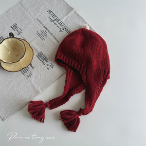 <span class=keywords><strong>Bonnet</strong></span> tricoté avec <span class=keywords><strong>deux</strong></span> tresses et nœud, <span class=keywords><strong>bonnet</strong></span> en laine chaud et coupe-vent pour bébé - Product Image 5