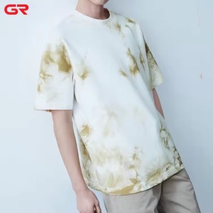 100% <span class=keywords><strong>coton</strong></span> Premium surdimensionné hommes T-Shirt plaine personnalisé Streetwear à manches courtes cravate teinture motif imprimé grande taille - Product Image 5