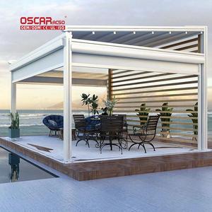 Gazebo rétractable étanche Patio extérieur Jardin Camping Pergola en aluminium avec stores Auvent rétractable