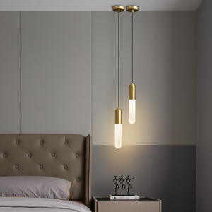 All-Copper Long Minimalist Postmodern Adjustable Height LED <b>Chandelier</b> <b>Pendant</b> <b>Lights</b> for Bedroom Bar Counter Hotel Showroom - Product Image 3