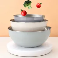 Cuvette colorée de nidification personnalisable de 3 pièces avec becs, ensemble de bols à mélanger en acier inoxydable pour pâte à salade et légumes et gâteau