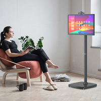 Televisor Inteligente Portátil de 27 Pulgadas, Blanco, Giratorio, con Android 10, Pantalla Publicitaria con Soporte Extraíble, Pantalla Táctil Full HD, Wi-Fi