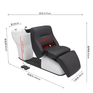 Muebles de Salón Modernos, Muebles de Peluquería de Lujo, Lavabo y Silla para Champú, Silla de Masaje de Cuero Ajustable Eléctrica - Product Image 3