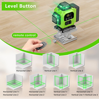 Niveau laser professionnel 16 lignes 4D à faisceau vert 360° auto-nivelant haute précision pour extérieur avec télécommande