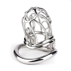 Jaula de Castidad Metálica de Acero Inoxidable para Pene, para Hombres, Bondage BDSM, con Cuatro Anillos para Pene - Product Image 1