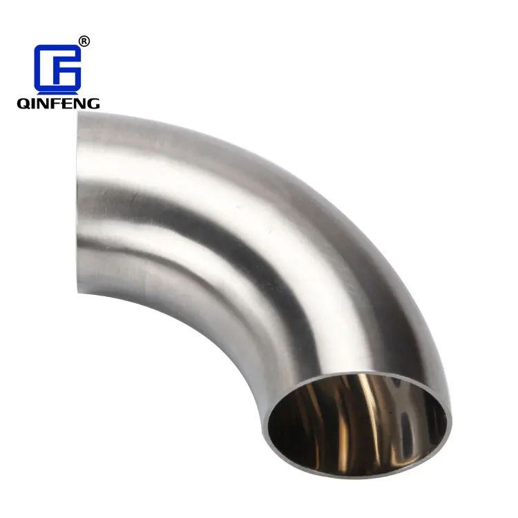 QINFENG OEM היגיינה DN100 CF8 נירוסטה 304 מראה מלוטש סניטריים מרפק מרותך 90 תואר קצר אבזרי צנרת מרפק