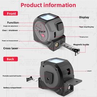 Distancemètre laser trempé anti-chute 3-en-1 de 5m, mesure de niveau et de volume laser croisé multifonctionnel