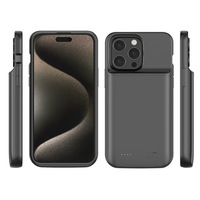 Coque de téléphone antichoc en PC+TPU rigide avec batterie externe 5000 mAh intégrée pour iPhone 12 13 14 15 16 17 Pro Max Plus
