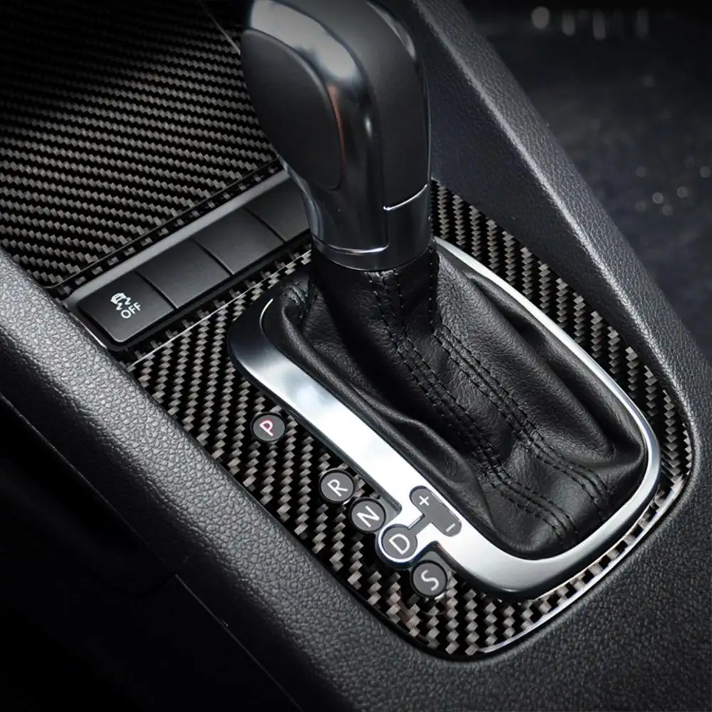 자동차 트림 진짜 탄소 섬유 B 기어 패널 DSG 스티커 데칼 VW 골프 GTI R