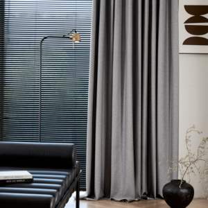 Tissu pour rideau occultant complet Jacquard Tissu satiné double face de style uni en lin - Product Image 2