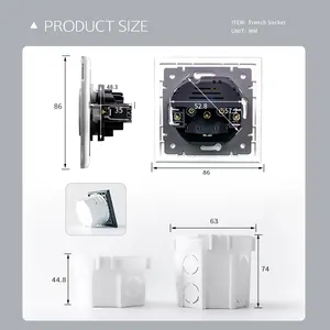 Fabriek Direct Verkopen Hoge Kwaliteit Tempering Glas Stopcontact Cover Elektrische Eu Franse Stopcontact Met Ce Certificaten