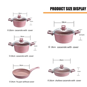 Prix de gros Batterie de cuisine en <span class=keywords><strong>granit</strong></span> <span class=keywords><strong>rose</strong></span> Ensemble de casseroles et poêles de <span class=keywords><strong>camping</strong></span> en aluminium à usage domestique - Product Image 6