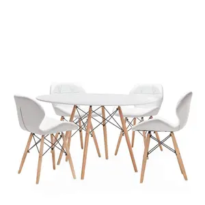 Dining Room Sets D80CM MDF Nordic Table and 4pcs Chair Modern Light Luxury Dining Chairs Relax Comfortable Leisure Chairs