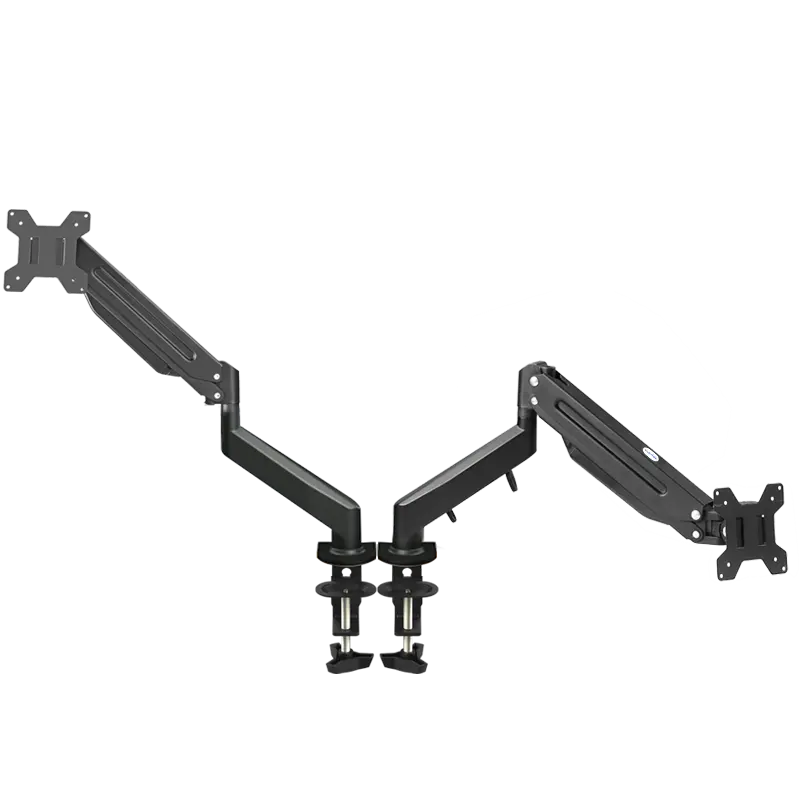 TV halterung çift kol monitörü standı yüksekliği ayarlanabilir gaz bahar monitör masası montaj 2 bilgisayar ekranları tv halterung