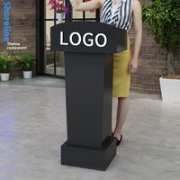 Table de podium scolaire en bois, comptoir d'accueil avec support de microphone - Design moderne et épuré pour usage commercial (bureau, hôtel, centre commercial, hôpital)