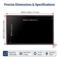 Kingtech OEM -20~70 ℃   Panel de Pantalla Dual LVDS de 1920*1080, Pantalla de Control HMI Industrial para Máquina CNC, Módulo LCD TFT de 18.5 Pulgadas